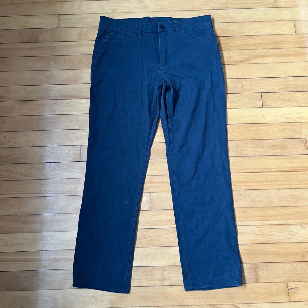 English Laundry Mens Navy Blue Stretch Twill 5-Pocket Straight Leg Pants 36x32